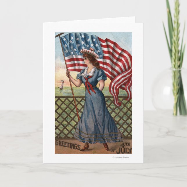 Patriotically Dressed Woman Card (Front)