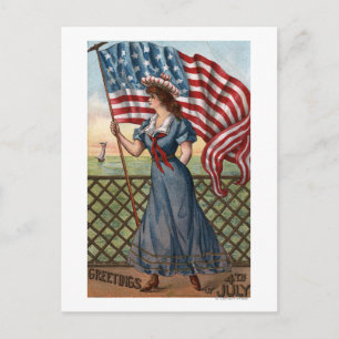 Patriotically Dressed Woman Postcard