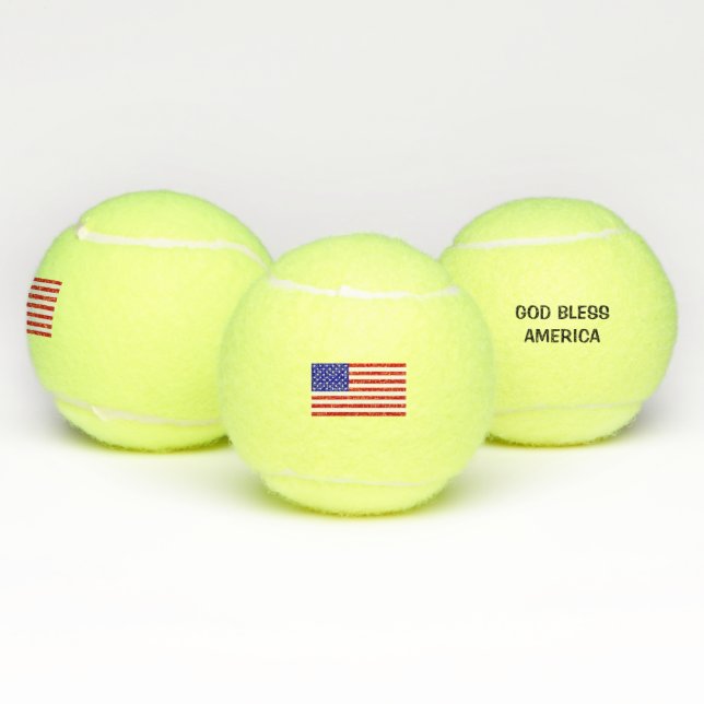 Patriotism American Flag God Bless America Custom Tennis Balls (Multi)