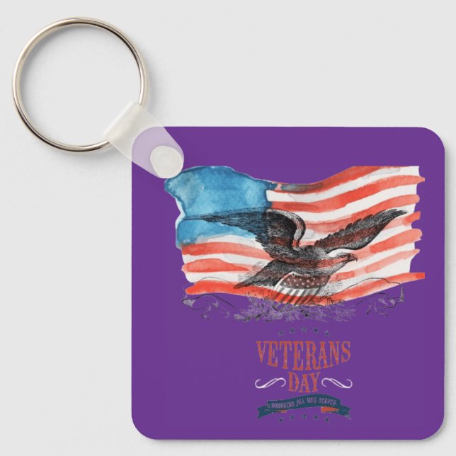 Patriots remembered royal purple key ring (Front)