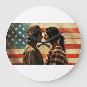 Patriot's Timepiece: A Tribute to American Pride a Large Clock