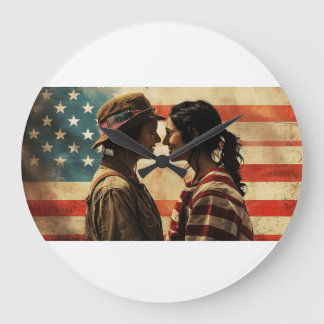 Patriot's Timepiece: A Tribute to American Pride a Large Clock