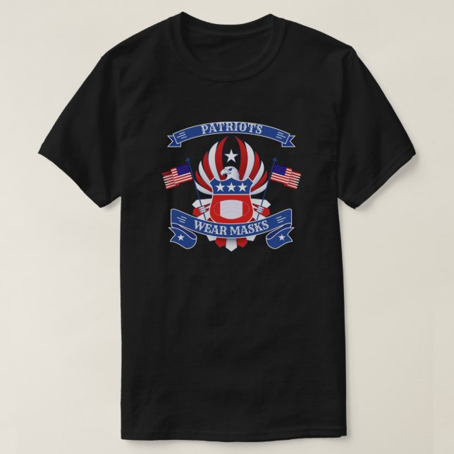 Patriots Wear Masks American Eagle T-Shirt (Design Front)