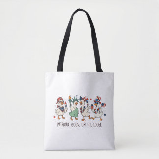 Patroatic goose on the loose | 4th of july tote bag