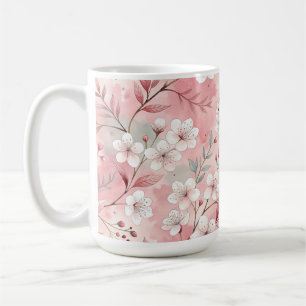 Patrón de flor sakura rosado coffee mug
