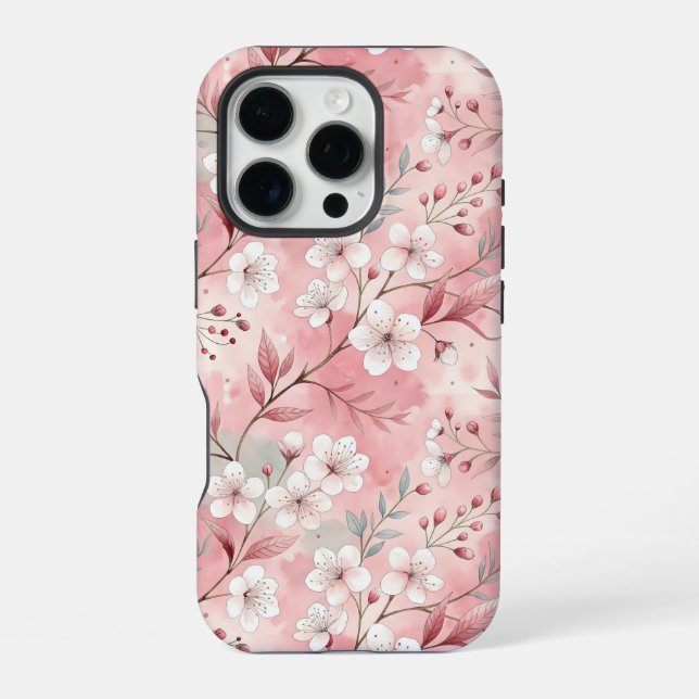 Patrón de flor sakura rosado iPhone case (Back)
