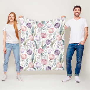 Patrón floral de tulipano escandinavo fleece blanket