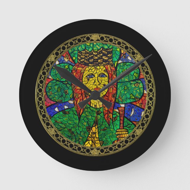 Patron Saint Of Depression And Anxiety St Dymphna Round Clock (Front)
