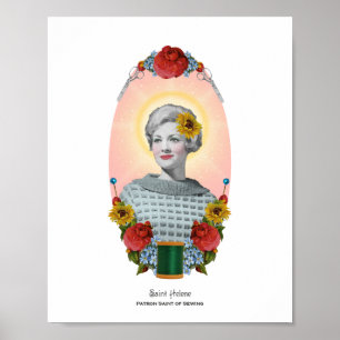 Patron Saint of Sewing Retro Art Print 8x10