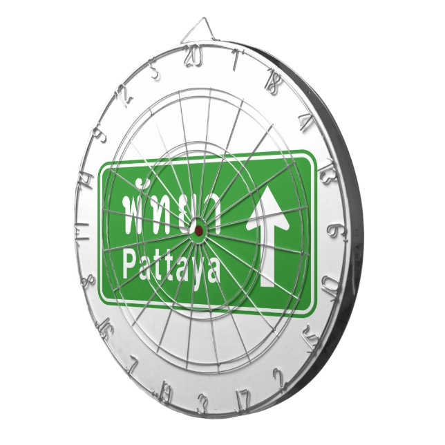 Pattaya Ahead ⚠ Thai Highway Traffic Sign ⚠ Dartboard (Front Right)
