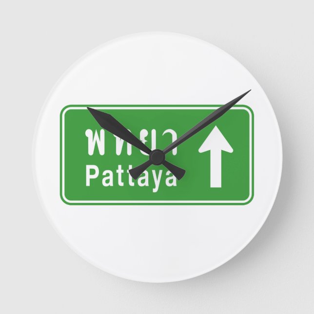 Pattaya Ahead ⚠ Thai Highway Traffic Sign ⚠ Round Clock (Front)
