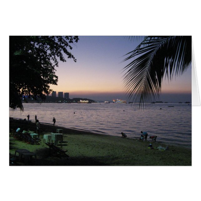 Pattaya Beach Sunset ... Chonburi, Thailand Card (Front Horizontal)