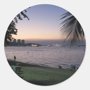 Pattaya Beach Sunset ... Chonburi, Thailand Classic Round Sticker