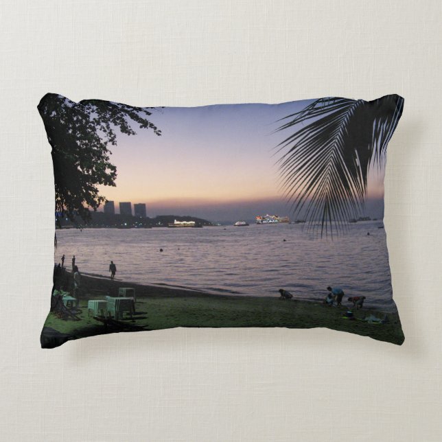Pattaya Beach Sunset ... Chonburi, Thailand Decorative Cushion (Front)
