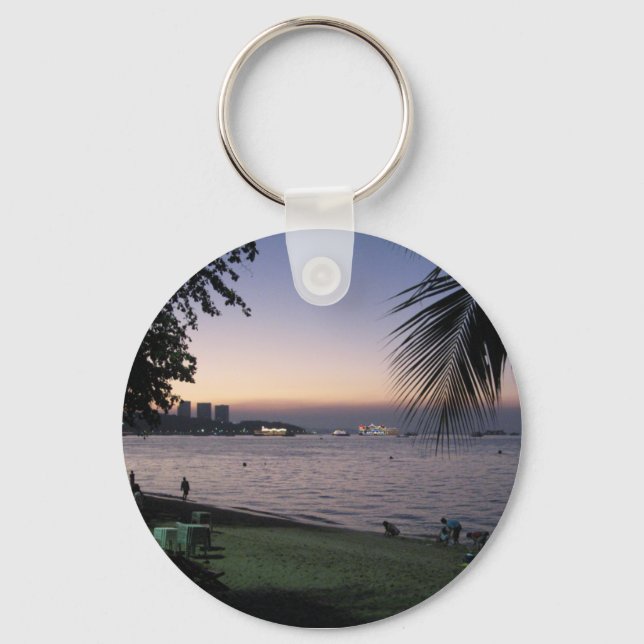 Pattaya Beach Sunset ... Chonburi, Thailand Key Ring (Front)