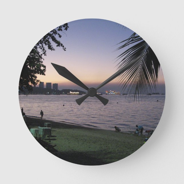 Pattaya Beach Sunset ... Chonburi, Thailand Round Clock (Front)