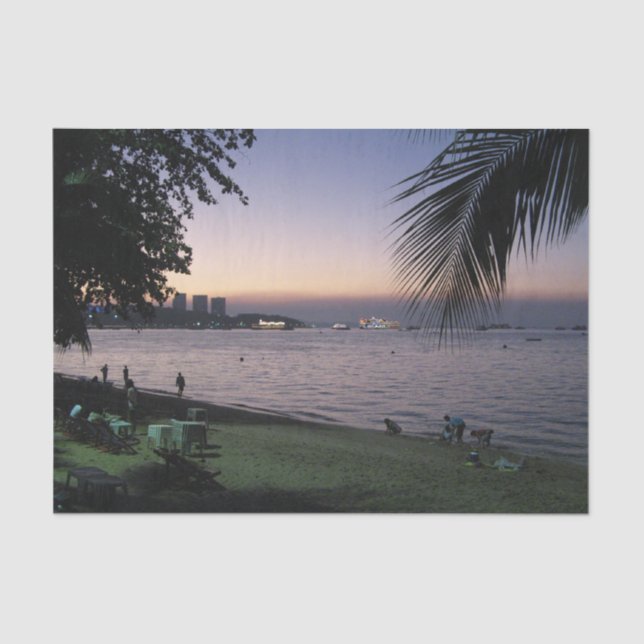 Pattaya Beach Sunset ... Chonburi, Thailand Tissue Paper (Front)