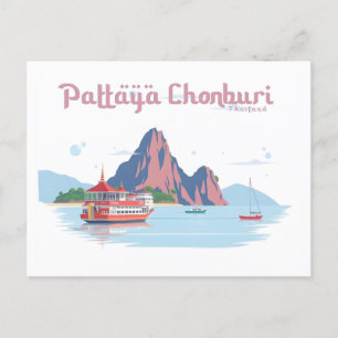 Pattaya Chonburi Thailand Pastel Travel Postcard