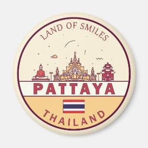 Pattaya Thailand City Skyline Emblem Magnet