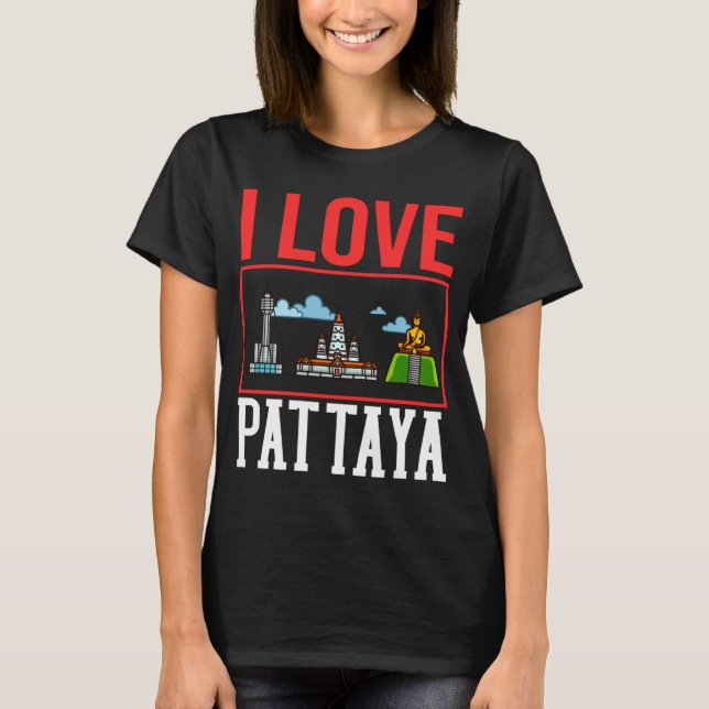 Pattaya Thailand City Skyline Map Travel T-Shirt (Front)