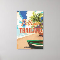 Pattaya Thailand Vintage Travel Poster