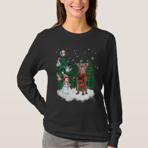Patterdale Terrier Dog Christmas Snowman Xmas Tree T-Shirt