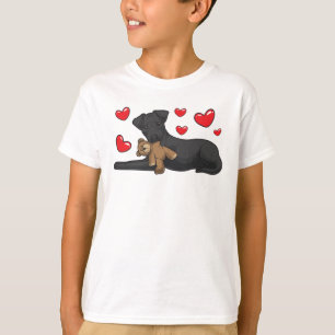 Patterdale Terrier Dog With Stuffed Animal T-Shirt