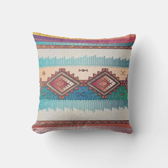 Patterend Navajo Blues, Teal, Spice Cushion (Front)