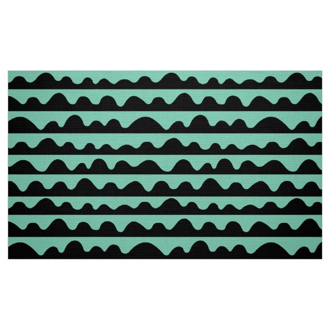 Pattern 020815 - Black on Light Green 7dcfb6 Fabric (Fat Quarter)