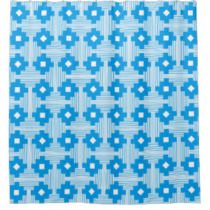 Pattern 061214 - Blue with White Shower Curtain