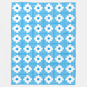 Pattern 061214 - White with Blue 009dea Fleece Blanket