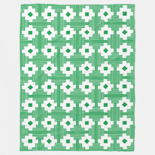 Pattern 061214 - White with Green 06983e Fleece Blanket