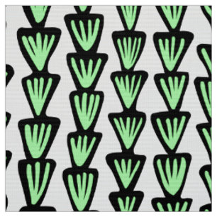 Pattern 070515 - Black and Mint Green on White Fabric