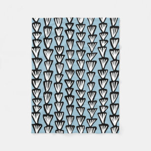 Pattern 070515 - Black and White with Lt Blue Fleece Blanket