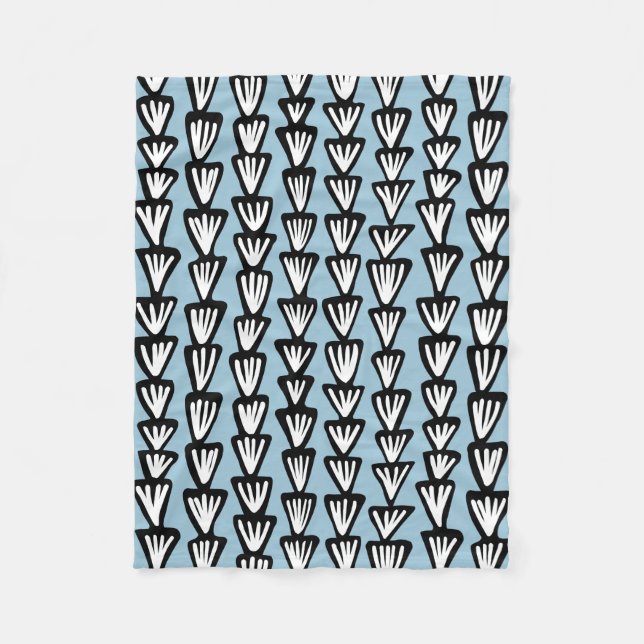 Pattern 070515 - Black and White with Lt Blue Fleece Blanket (Front)