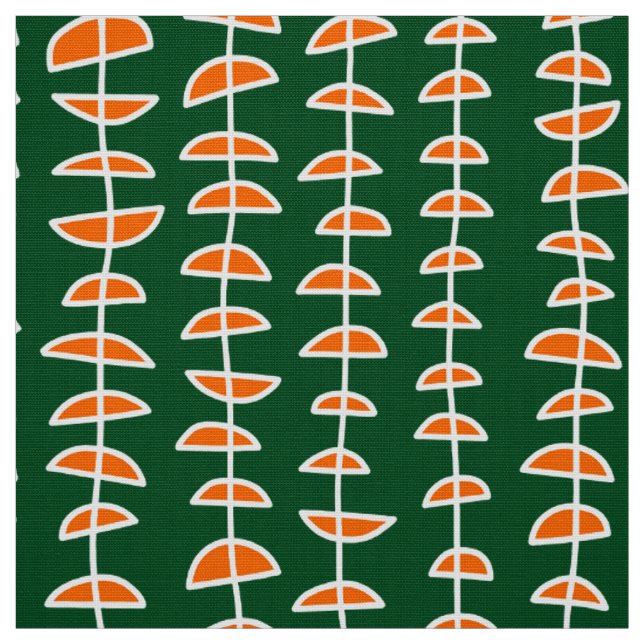 Pattern 080515 - White and Orange on Dk Green Fabric (Swatch)