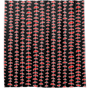 Pattern 080515- White and Red on Black Shower Curtain