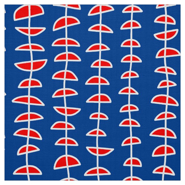 Pattern 080515 - White and Red on Blue 004095 Fabric (Swatch)