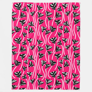Pattern 210121 - Black, White and Neon Red Fleece Blanket
