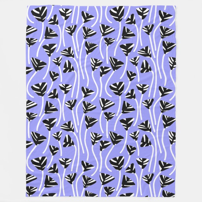 Pattern 210121 -  Black, White and Pastel Blue Fleece Blanket (Front)