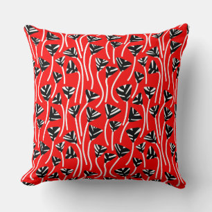 Pattern 210121 - Black, White and Red Cushion