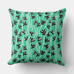 Pattern 210121 -  Black, White and Sea Green Cushion