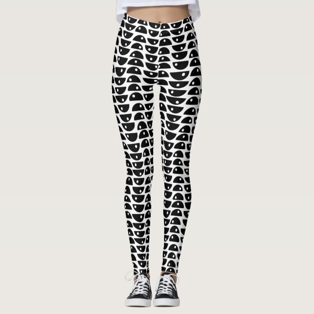 Pattern 220816 - Black on White Leggings (Front)