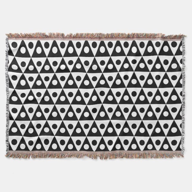 Pattern 260514 - White on Black Throw Blanket (Front)