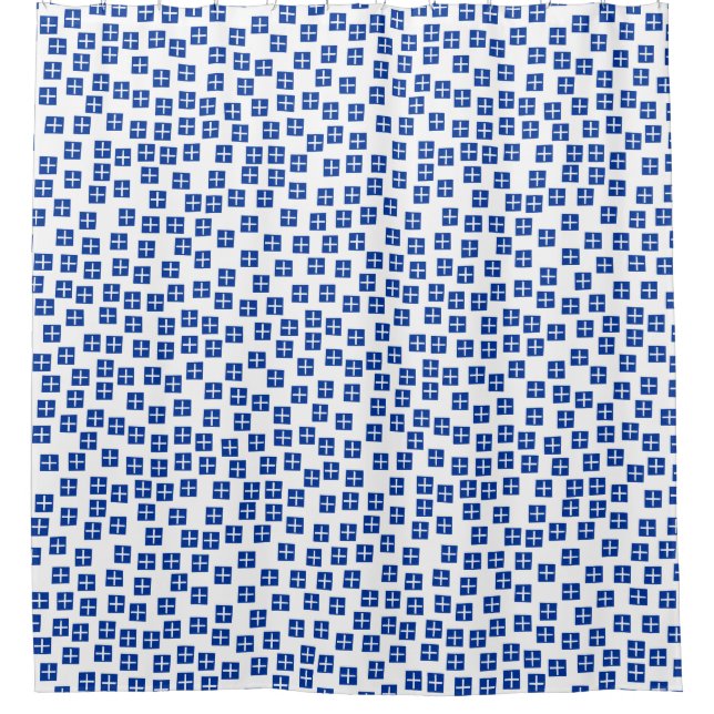 Pattern 270715 - Navy Blue and White Shower Curtain (Front)