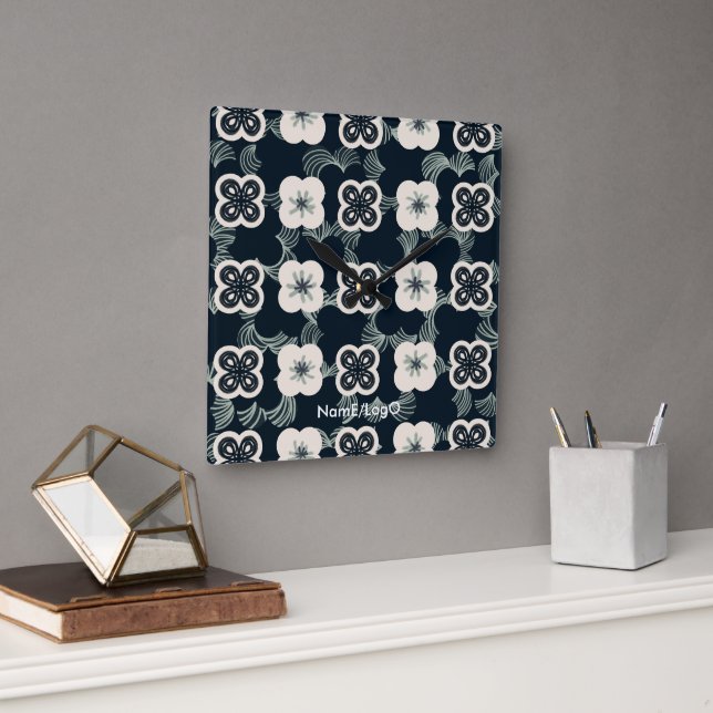 pattern_5_flower_1 square wall clock (Office)