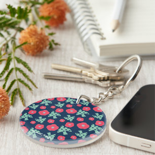 pattern_7_camellia and bird_1 acrylic key ring