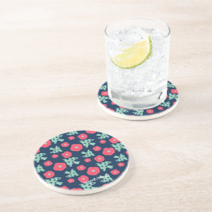 pattern_7_camellia and bird_1 sandstone coaster