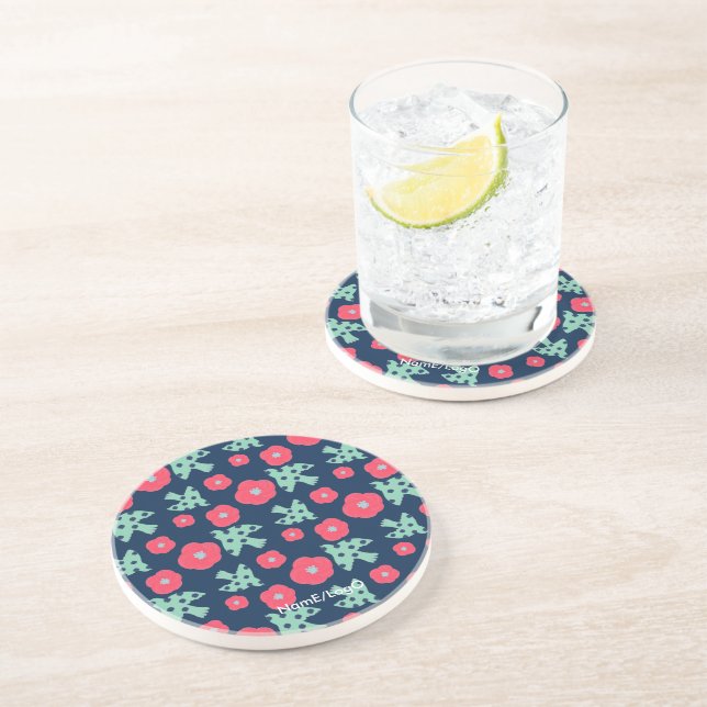 pattern_7_camellia and bird_1 sandstone coaster (Side)