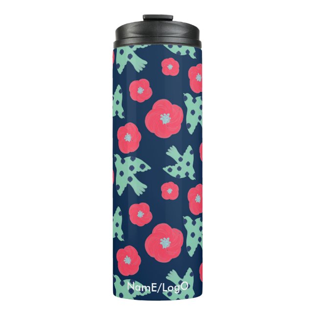 pattern_7_camellia and bird_1 thermal tumbler (Front)